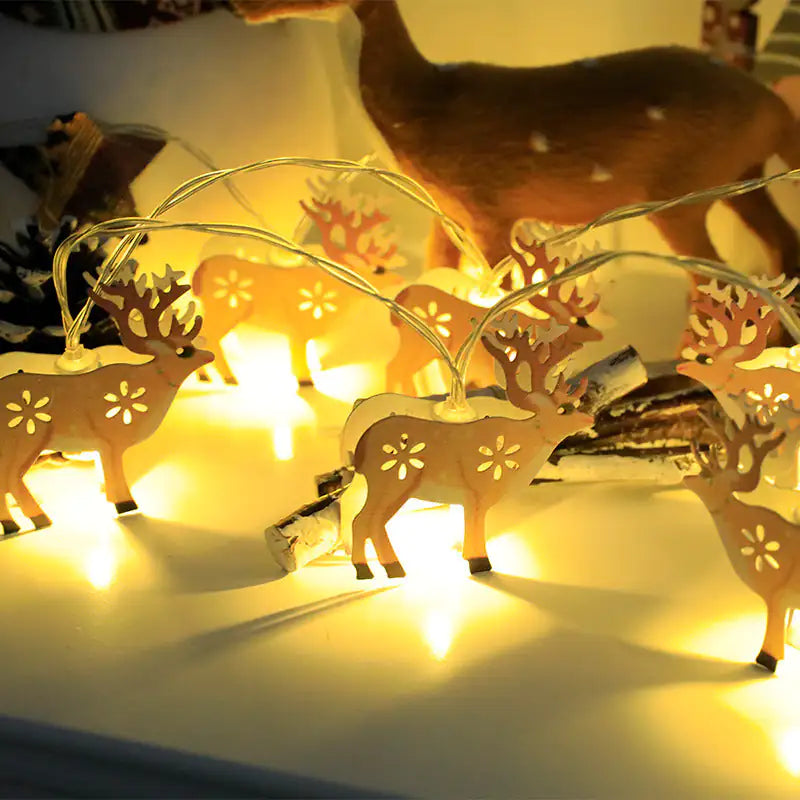 Guirnalda de luces LED navideñas con Papá Noel, alce y muñeco de nieve. Adorno navideño. Decoración navideña. Regalo de Navidad de Año Nuevo.