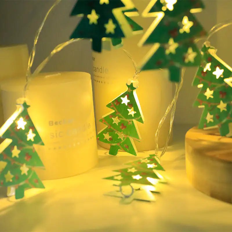 Guirnalda de luces LED navideñas con Papá Noel, alce y muñeco de nieve. Adorno navideño. Decoración navideña. Regalo de Navidad de Año Nuevo.